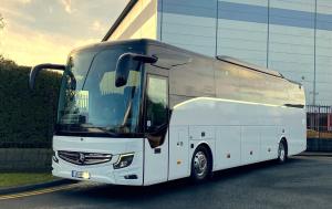 OsaBus Mercedes-Benz Tourismo 49-seater coach, new fleet, parked before branding, ready for European travel in 2026