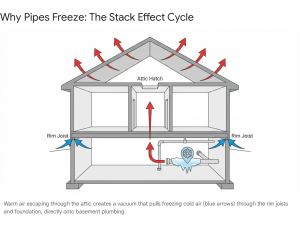 why pipes freeze - the stack effect cycle