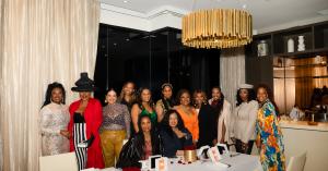 Group of Black women founders, entertainment executives, and cultural leaders gathered at a private dinner hosted by April Showers at Dream Hollywood, celebrating entrepreneurship and Black excellence ahead of Black History Month.