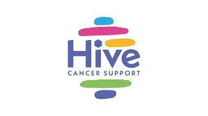 Hive Cancer Support logo featuring the word ‘Hive’ with multicolour abstract shapes forming a vertical stack.