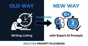 Infographic showing time savings using AI prompts for real estate listings.