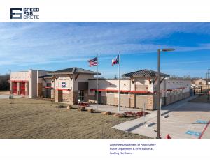Northwest view of the Josephine, Texas Department of Public Safety building housing the Police Department and Fire Station No. 1.
