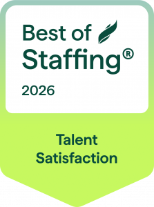 ClearlyRated Best of Staffing Award badge naming Consilium Staffing as a 2026 winner for Talent Satisfaction