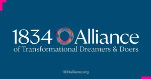 A modern, corporate, humanistic brand identity for the 1834 Alliance of Transformational Dreamers & Doers, a new initiative by Transform Rockford. The visual identity is the brand name set in an elegant serif typeface, "1834 Alliance" appearing on the top