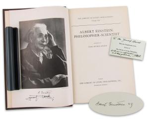 Albert Einstein autograph manuscript written in German, being a page from a larger work formalizing the physicist’s concept of Unified Field Theory, with 13 mathematical equations! Estimate: $30,000-$40,000