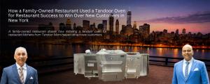 Family-owned restaurant success story featuring commercial tandoor ovens from Tandoor Morni with the New York City skyline in the background.