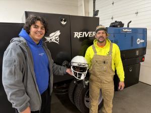 Halo Inventor Marist Veres Royal with Prototype Welder Chance Spradling at IWCC