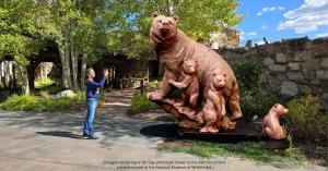 Enlarged rendering of 18″ clay prototype shown at the 399 monument  installation site at the National Museum of Wildlife Art.