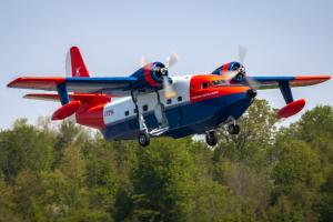 ITPS Grumman HU-16C Albatross flying at London International Airport (CYXU)