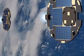 Disk shape satellites orbiting earth