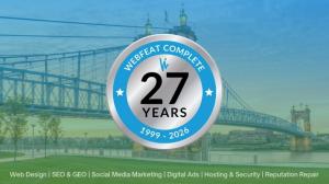 webFEAT Complete 27 Year Anniversary Badge: Web Design | SEO & GEO | Social Media Marketing | Digital Ads | Hosting & Security | Reputation Repair