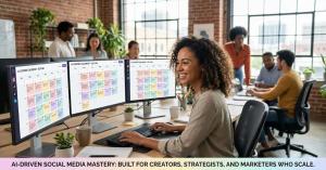 Social media manager using AI to plan a content calendar.