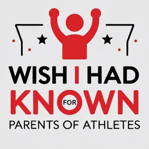 The logo shows a stick figure of a parent with arms upraised to celebrate the success of their student athlete.