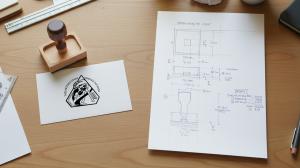 Artemis Stamp with Impression and Design Sketch