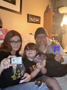 The Jones Family from Tulsa was the first to redeem a Full 1 Bitcoin in the Currency Five Series