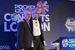 Dave Bradley (left) and Chris James (right) at Pocket Gamer Connects London 2026.  Credit: Steel Media Ltd.