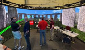 immersive virtual reality display at bristol university showing 3D simulation of stonehenge