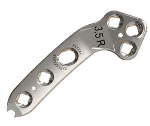 This rendering shows a 3.5mm TPLO Plate for canine CCL injury