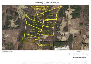 7 wooded Lunenburg County estate lots: Lot 1--29± acres; Lot 2--34.67± acres; Lot 3--37.32± acres; Lot 4--21.02± acres; Lot 5--38.92± acres; Lot 6--27.02± acres; and Lot 7--26.27± acres. •	Soil work has been completed for perk sites •	$217,000 of Appraised Timber Value.