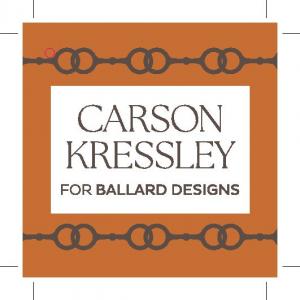 Logo product tag for Carson Kressley's new decor collection at Ballard Designs
