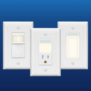 Three Guide Light products including Guide Light Switch, Guide Light Outlet, and Full Guide Light displayed side by side.