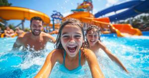 Family enjoying a waterpark, one of 2,000+ attractions included in a GetOut membership.