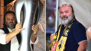 A photograph from 2012 has resurfaced showing Marios Iliopoulos holding aloft an Olympiacos league trophy during a title celebration in Athens.