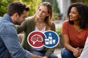 Individuals participating in supportive peer discussion as part of dual diagnosis outpatient recovery at Asana Recovery.