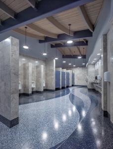 terrazzo floors and walls in restrooms 