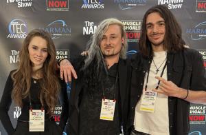 Blake (Guitarist), London (Bassist), and Jonathan (Drummer )at NAMM 2026