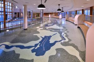 multi colored depiction of the St. Louis River in terrazzo