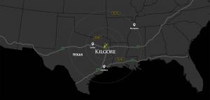 Regional Map showing Kilgore Texas location in the Upper East Texas region.