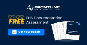 Free EHS Documentation Assessment showing a detailed PDF report provided by Frontline Data Solutions.