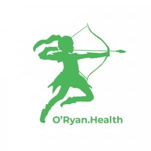 O'Ryan Health Logo which is a green archer on a white background