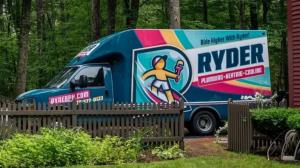 Ryder Plumbing, Heating & Cooling van with new branding