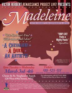 VHRP LIVE! Presents Madeleine March 3rd & 4th in NYC, 8PM at Christ & St. Stephen's Church