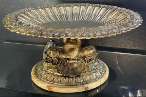 Stunning Buccellati sterling silver and marble fish stand platter bowl made in Italy in 1950, 47cm long by 52cm wide. Estimate: $25,000-$28,000