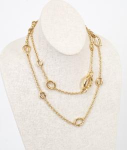 Circa-2000 signed Gucci 18K yellow gold bamboo link station necklace, about 28 inches and weighing 44.0 grams. Estimate: $7,000-$9,000