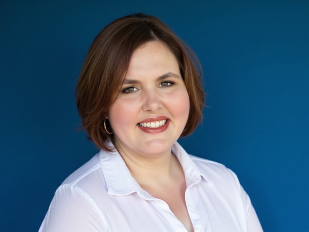 Headshot of Lydia Walker, woman with short auburn hair and a white blouse smiling.
