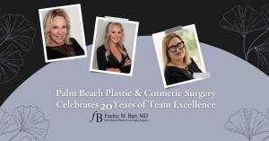 Carla Pisani, Candy Cane, and Pam McDulin highlighted for 20 years of team excellence at Palm Beach Plastic & Cosmetic Surgery in West Palm Beach, FL.