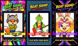 Illustrations of 3 characters in the Beat Squad series 1 beat making collectible figures set