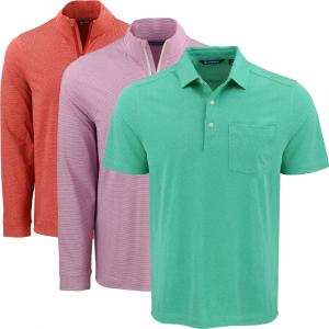 A set of individually shot ghost mannequin polos stylized in a group