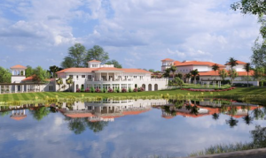Artist rendering of The Club at Mediterra Sports and Lifestyle Center street view in North Naples, showing new fitness, wellness, and social spaces.