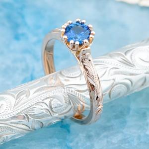 14K Solid Gold Ring with Blue Sapphire