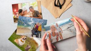 photo prints spread on a table
