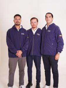 Portrait of Francisco Vieira, Antoni Mujico and David Cabral, co-founders of Grupo MVC, a Venezuelan agricultural export and commodity trading platform.