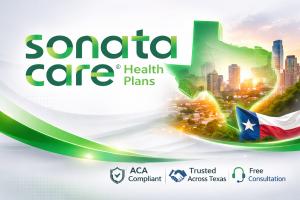 Texas ACA health insurance graphic from Sonata Care highlighting enrollment support for eligible residents.