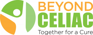 Beyond Celiac logo with a green and orange abstract symbol and the text “BEYOND CELIAC Together for a Cure.”.