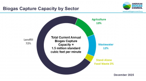 Chart showing sectors of the biogas industry and their size relative to each other