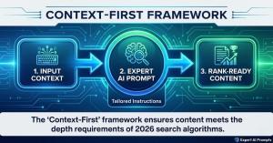 Flowchart demonstrating the Expert AI Prompts content creation workflow.